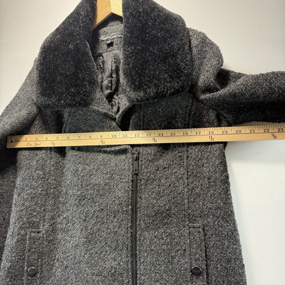 Kenneth Cole New York Women's S Wool Coat Gray Full Zip - Picture 4 of 13